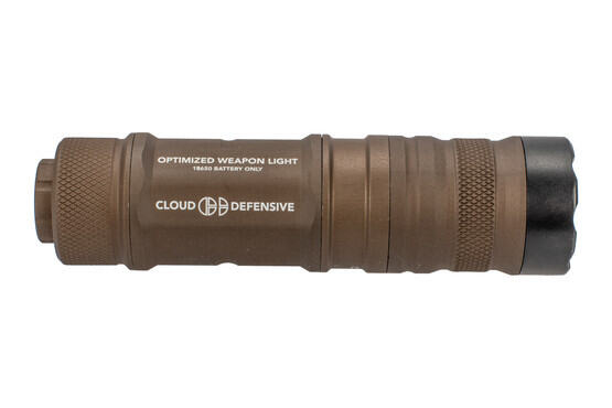 The Cloud Defensive Optimized Weapon Light FDE is designed for use with 18650 batteries